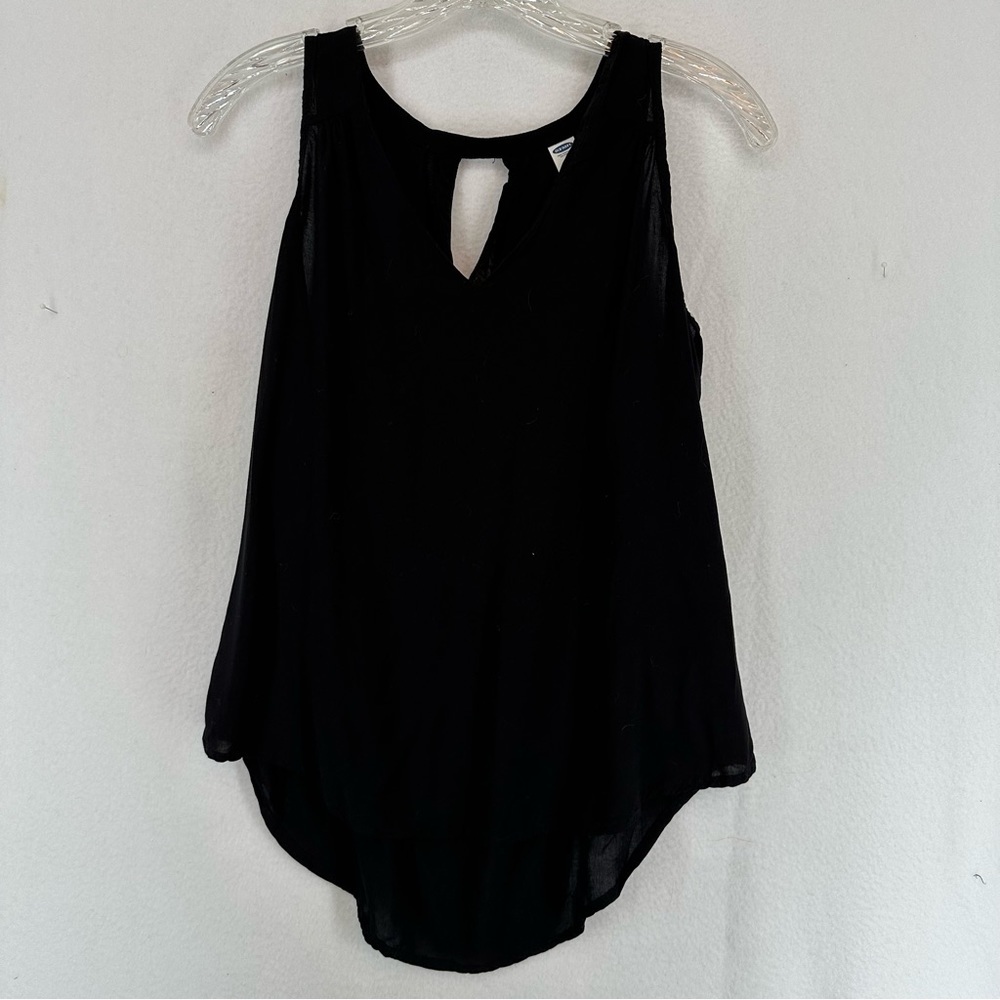 Old Navy Sleeveless Blouse Keyhole Back Petite Small Black